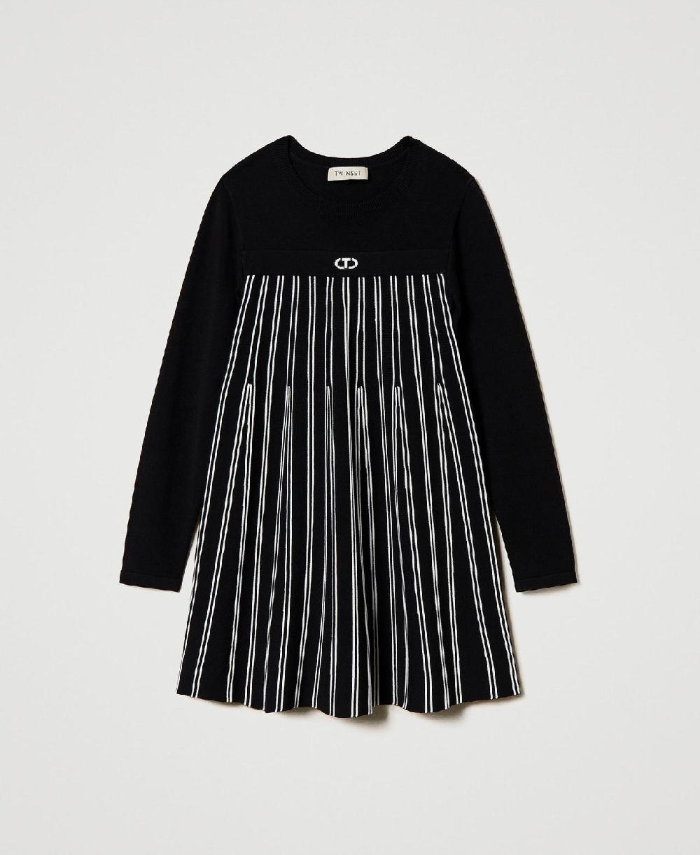 Scee by twin set Abito corto in maglia a righe flexage
