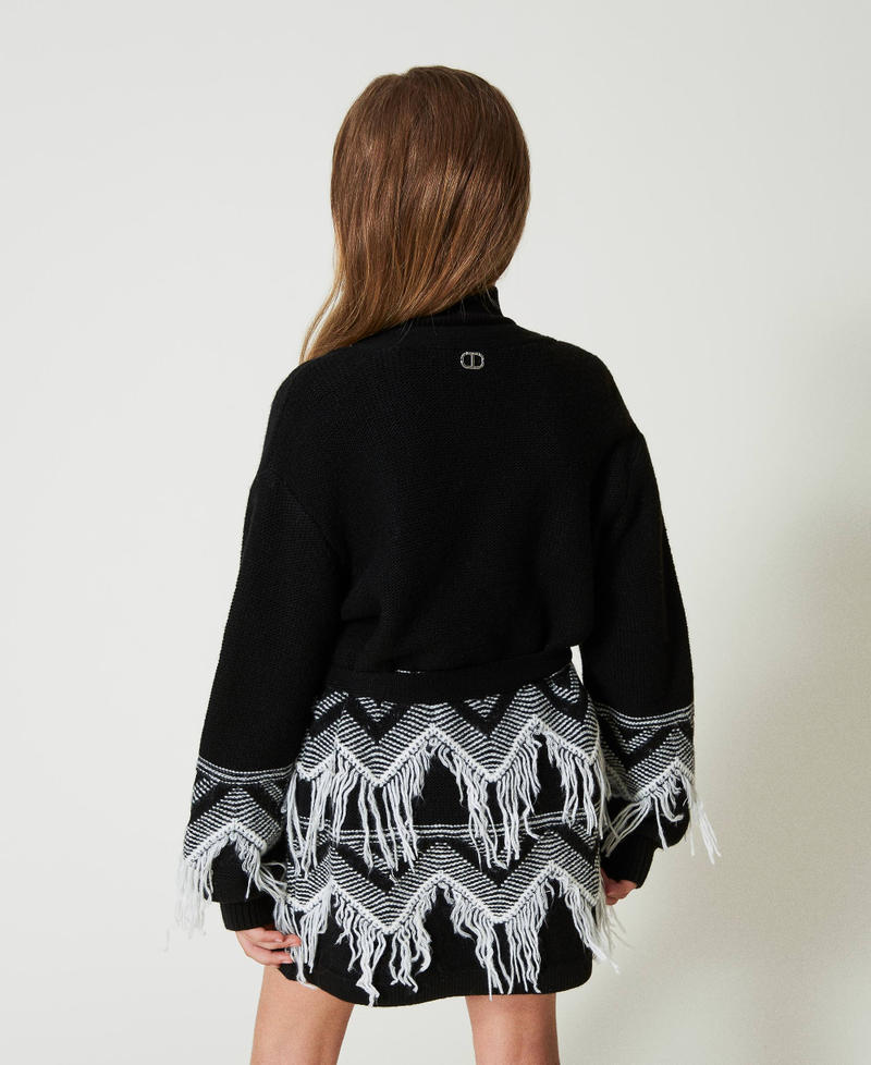 Scee by twin set Cappotto in maglia misto lana con frange Soddisfazione Garantita