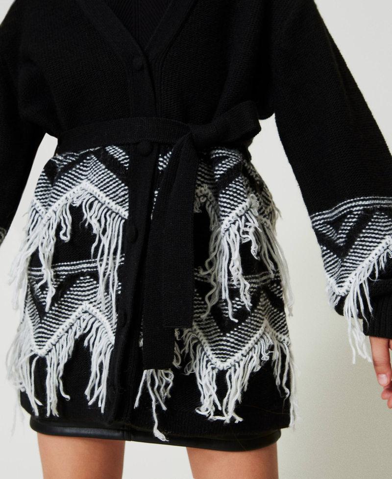 Scee by twin set Cappotto in maglia misto lana con frange Soddisfazione Garantita