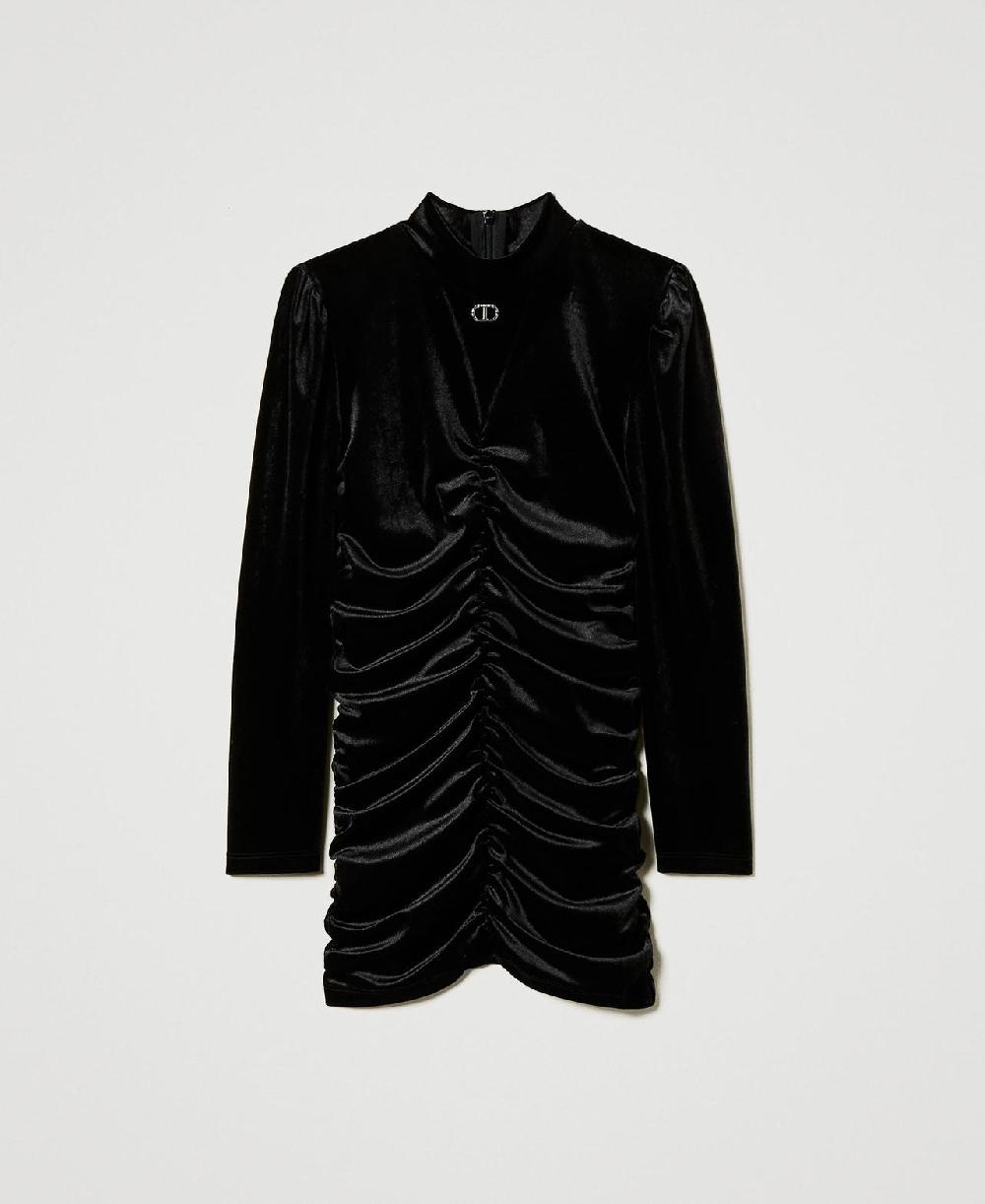 Scee by twin set Abito corto in ciniglia con arricciature Negozi Online