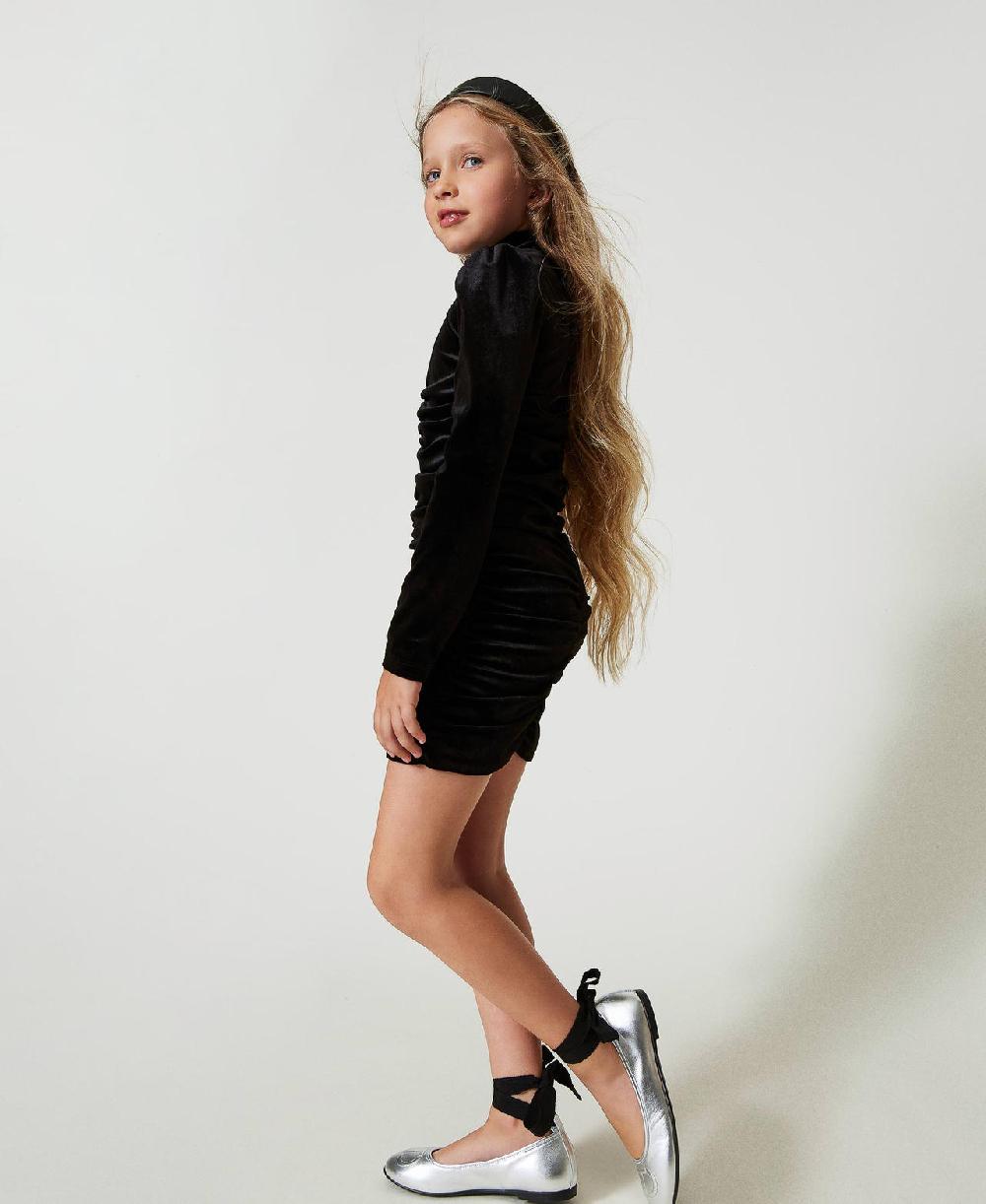 Scee by twin set Abito corto in ciniglia con arricciature Negozi Online