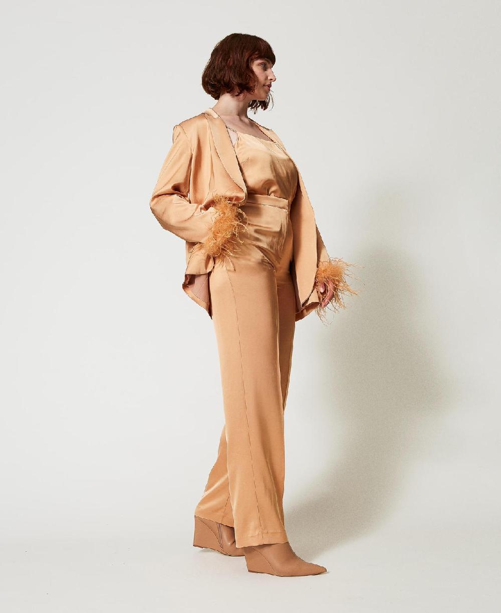 Scee by twin set Pantaloni straight leg in raso Shopping Online
