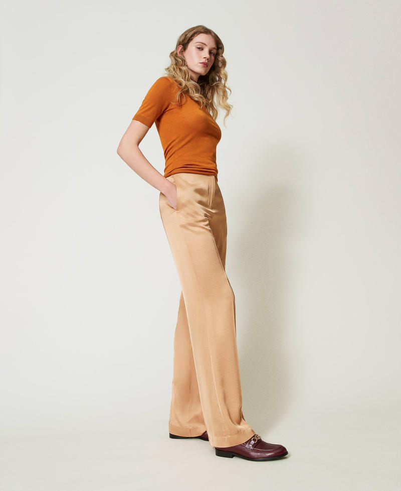 Scee by twin set Pantaloni straight leg in raso Shopping Online