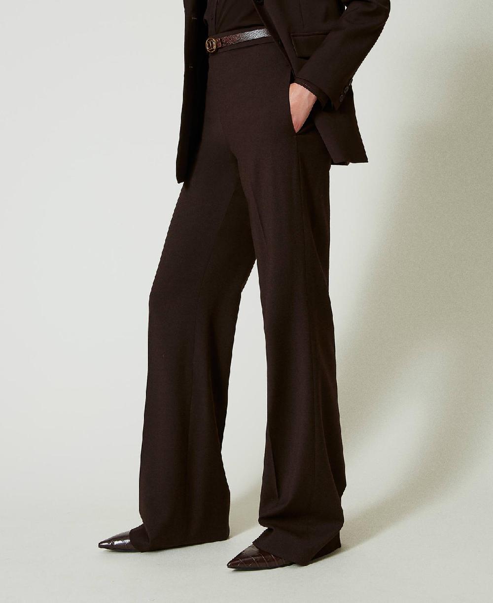 Scee by twin set Pantaloni a vita alta in lana stretch Sottocosto