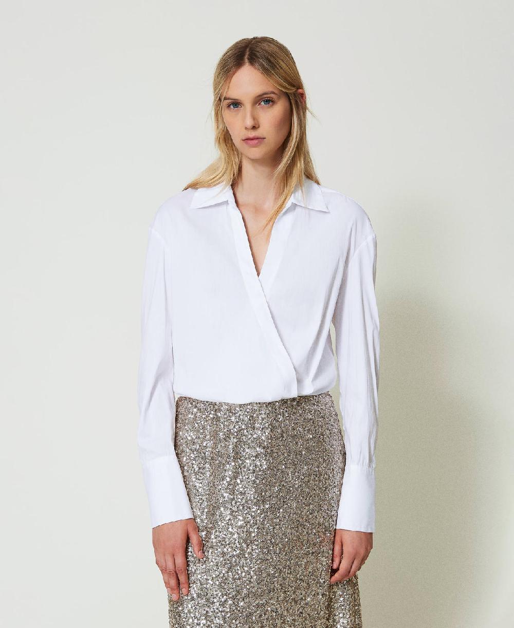 Scee by twin set Blusa in popeline con incrocio Presa