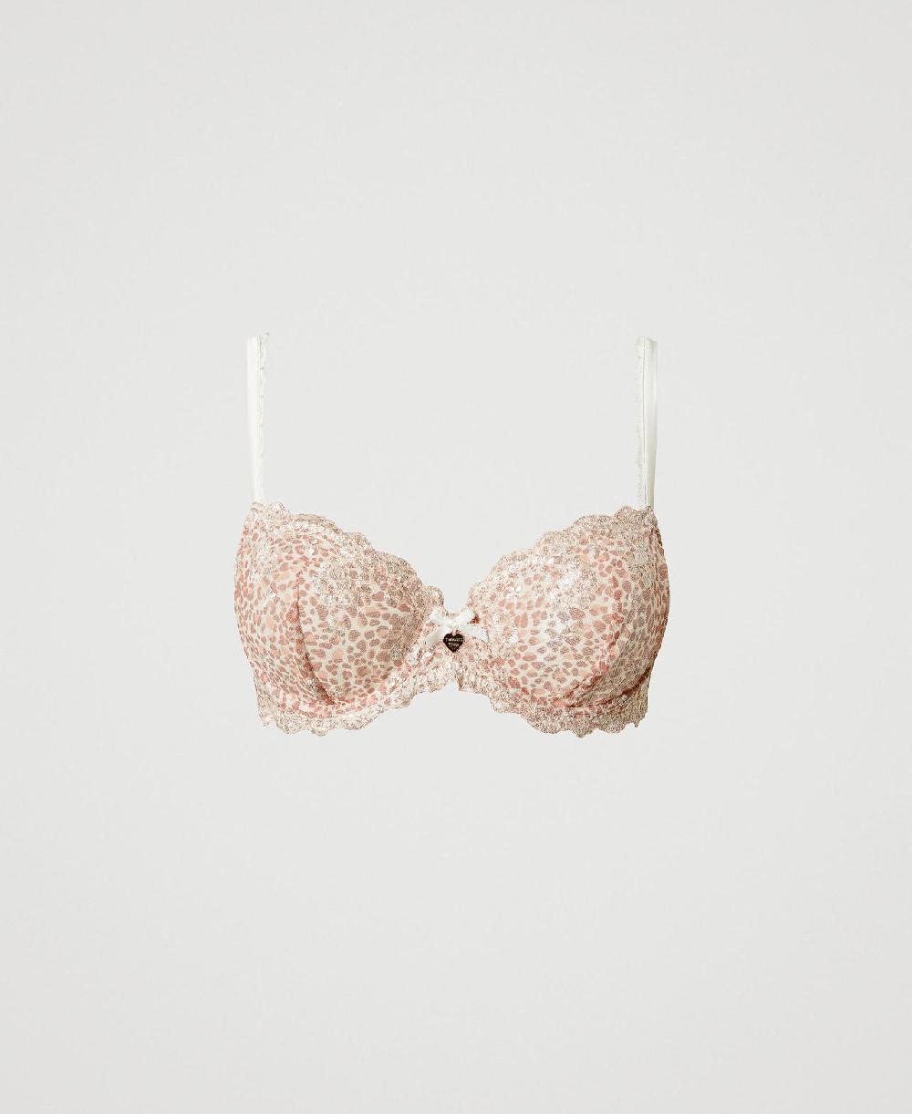 Scee by twin set Reggiseno con ferretto in tulle animalier