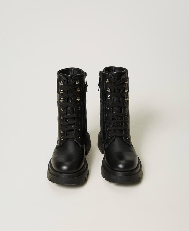 Scee by twin set Anfibi in pelle con logo Offerta