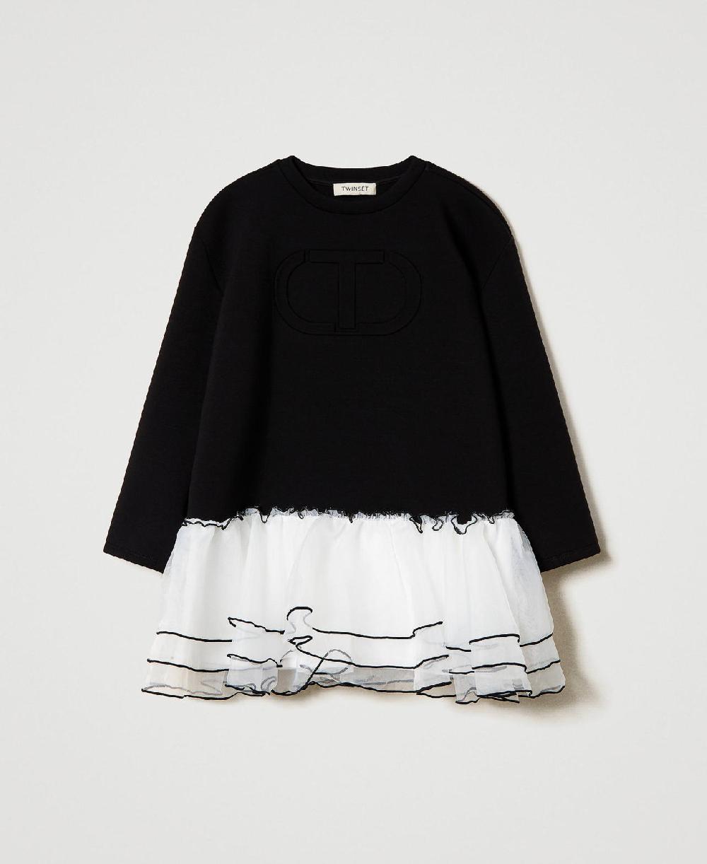 Scee by twin set Abito corto in tessuto scuba e organza Online