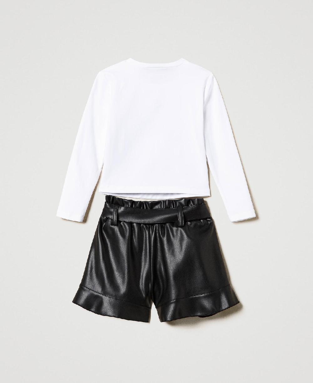 Scee by twin set T-shirt con stampa e shorts con volant Outlet