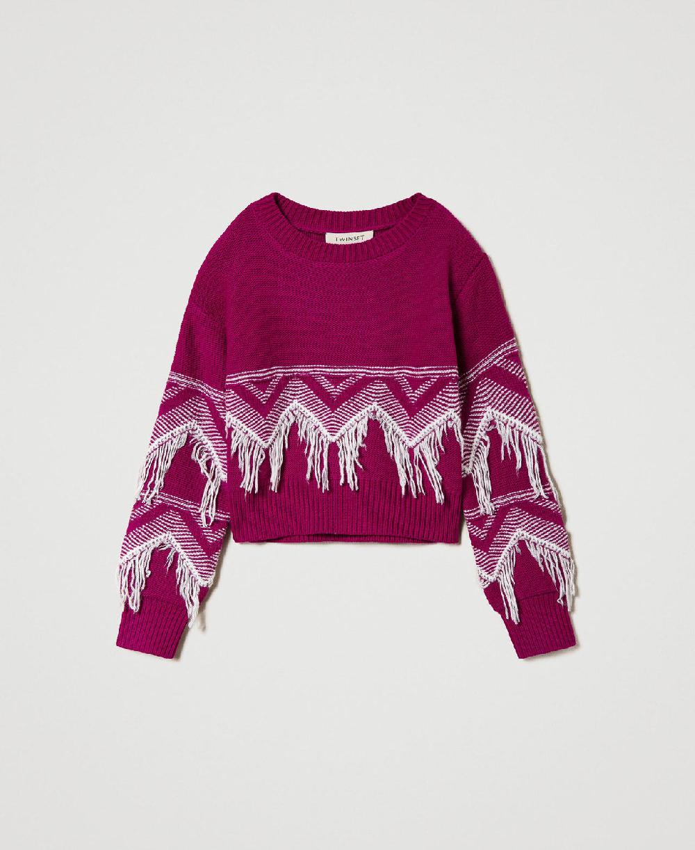 Scee by twin set Maglia in misto lana con frange Saldi