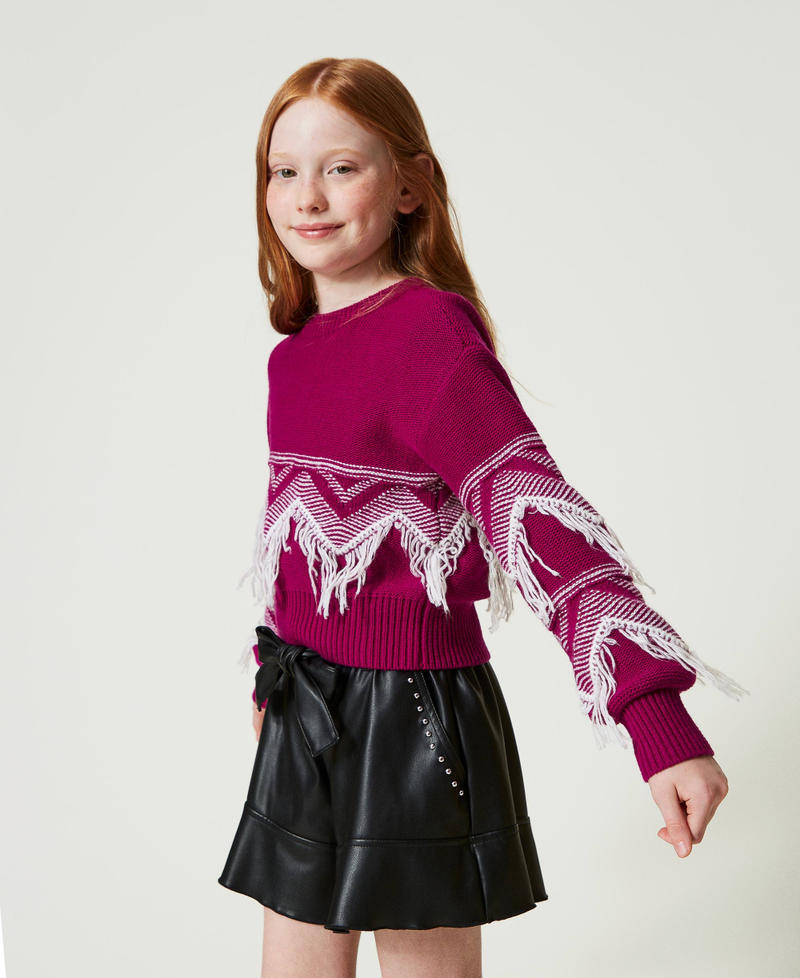 Scee by twin set Maglia in misto lana con frange Saldi
