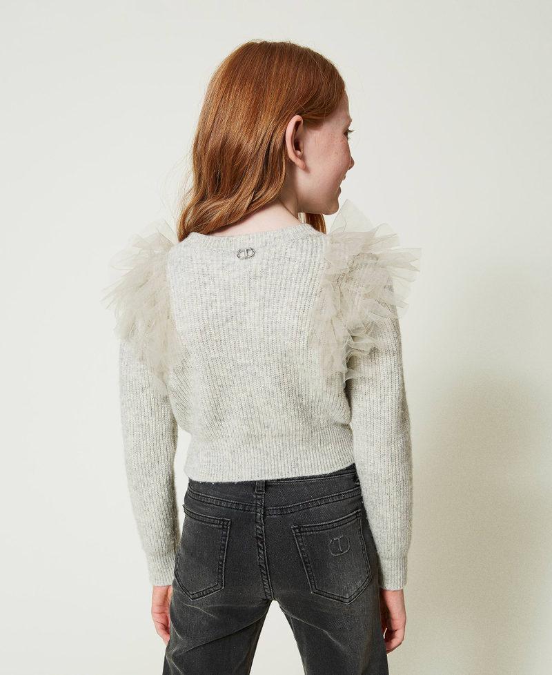 Scee by twin set Maglia regular con balze in tulle Offerte