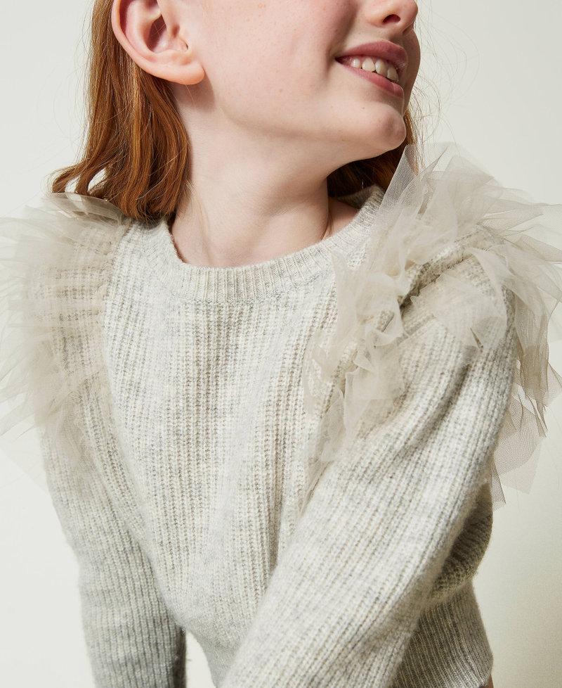 Scee by twin set Maglia regular con balze in tulle Offerte