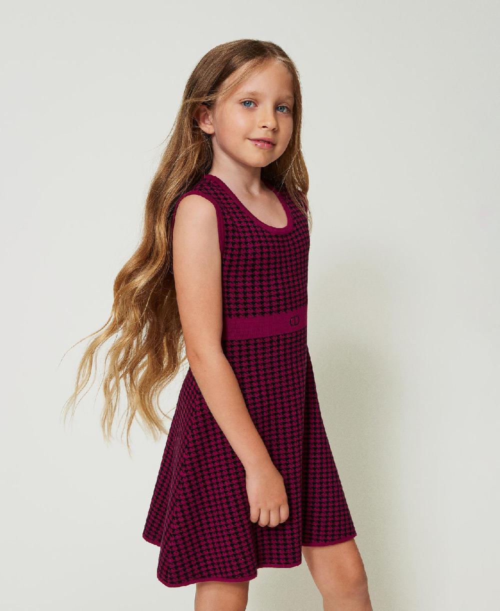 Scee by twin set Abito corto in maglia jacquard pied de poule In Saldo