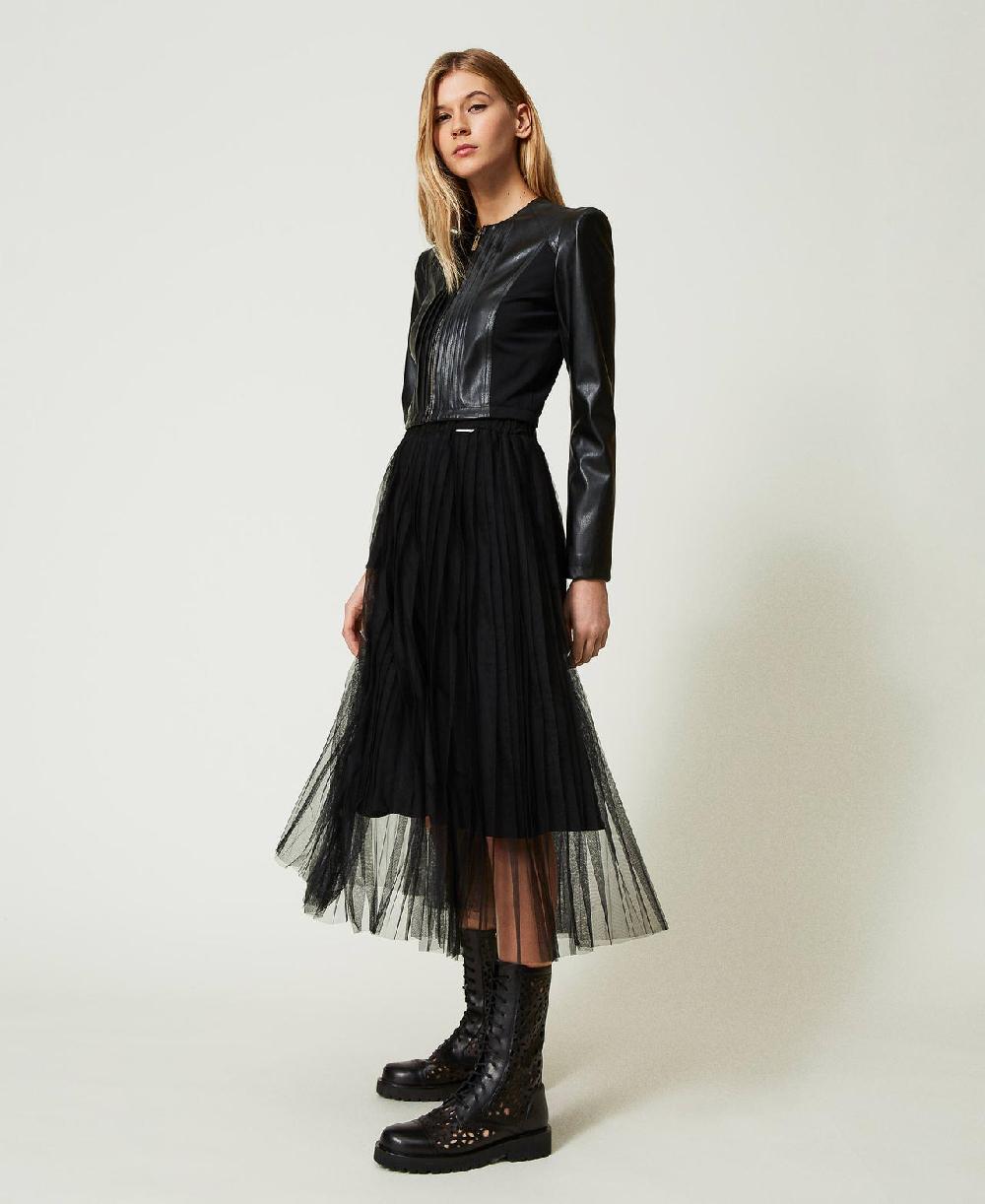 Scee by twin set Gonna longuette in tulle plissé Comprare a buon mercato
