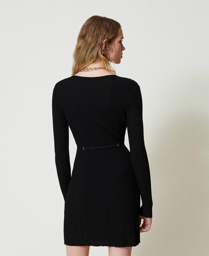 Scee by twin set Abito corto in maglia a costine con cintura Flash Sale