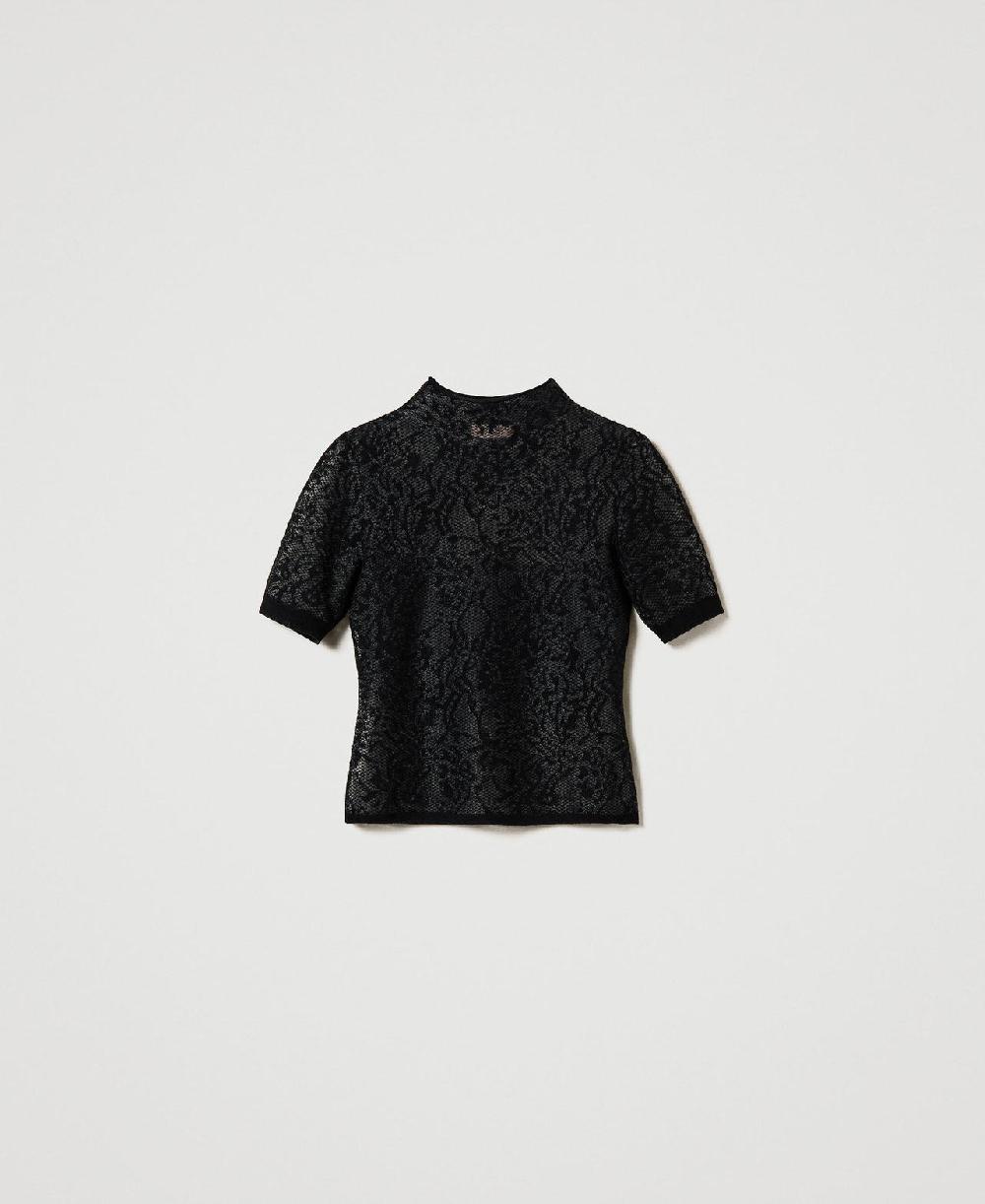 Scee by twin set Maglia lupetto jacquard effetto pizzo Shopping online