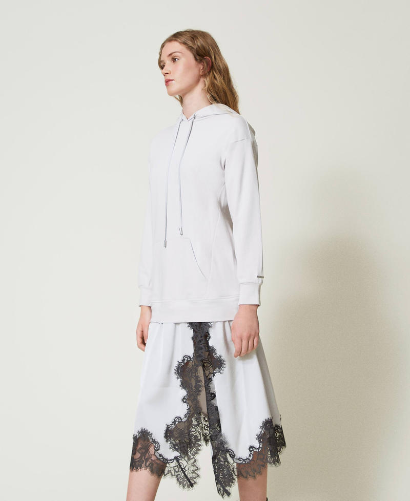 Scee by twin set Abito lungo in felpa e raso Offerta esclusiva