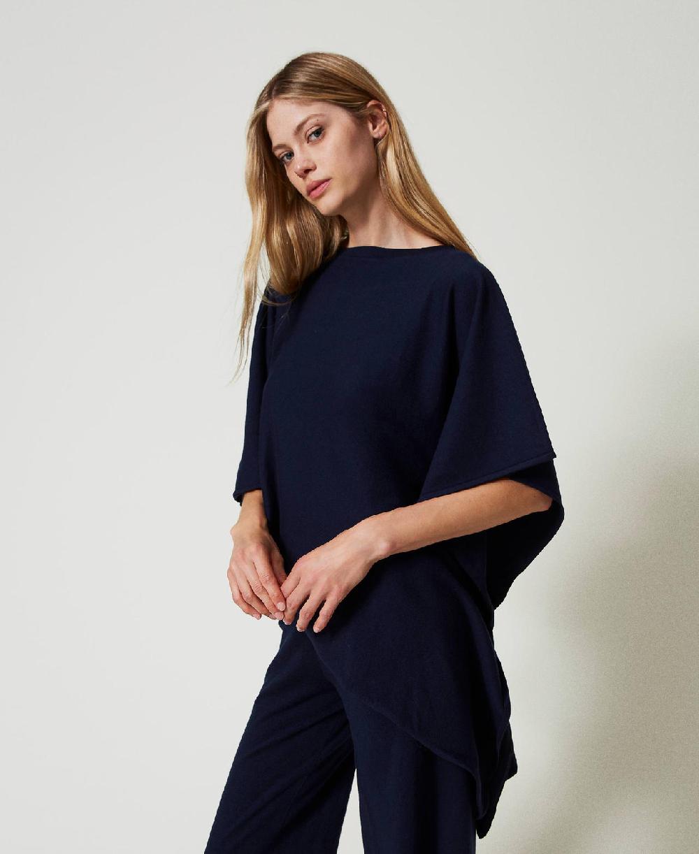 Scee by twin set Poncho asimmetrico in maglia Vendita calda