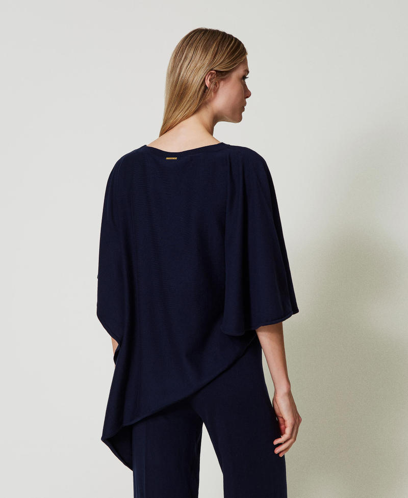 Scee by twin set Poncho asimmetrico in maglia Vendita calda