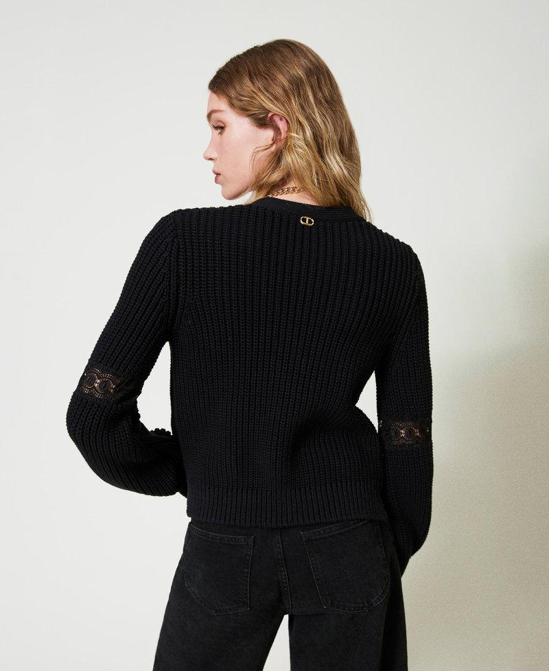 Scee by twin set Cardigan a costine con pizzo Latest fashion