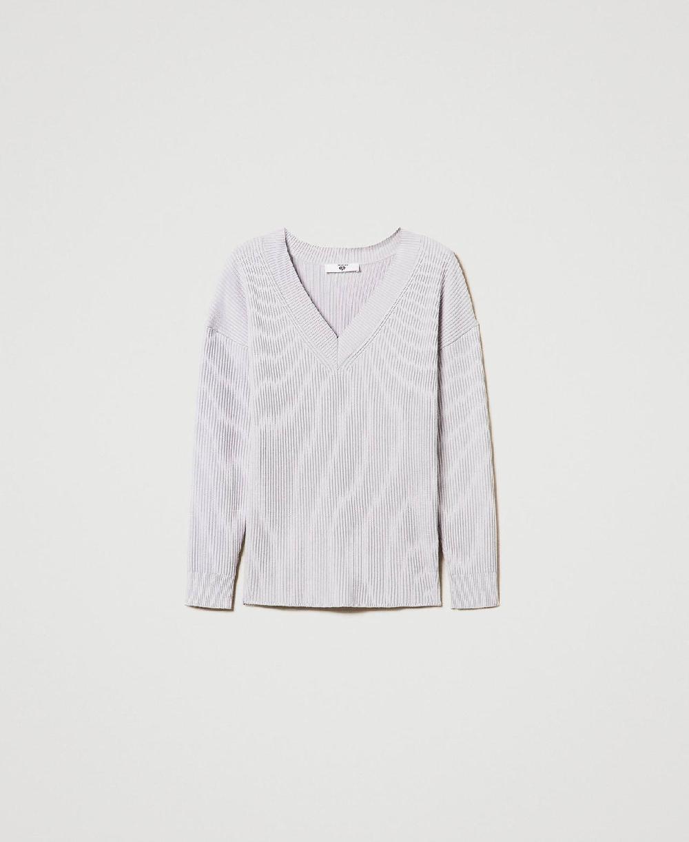 Scee by twin set Maglia a costine con spacco