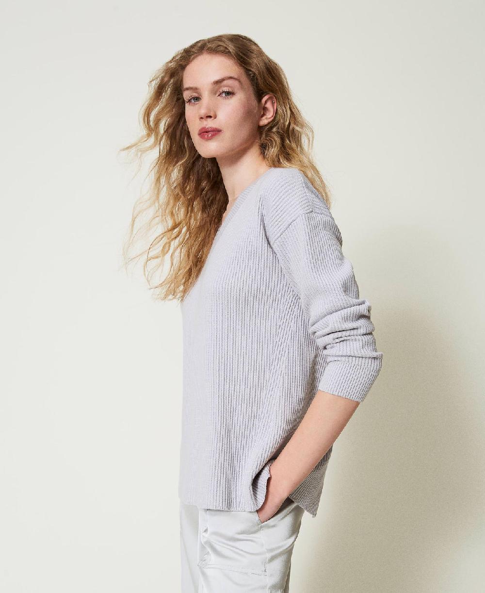 Scee by twin set Maglia a costine con spacco Bestseller