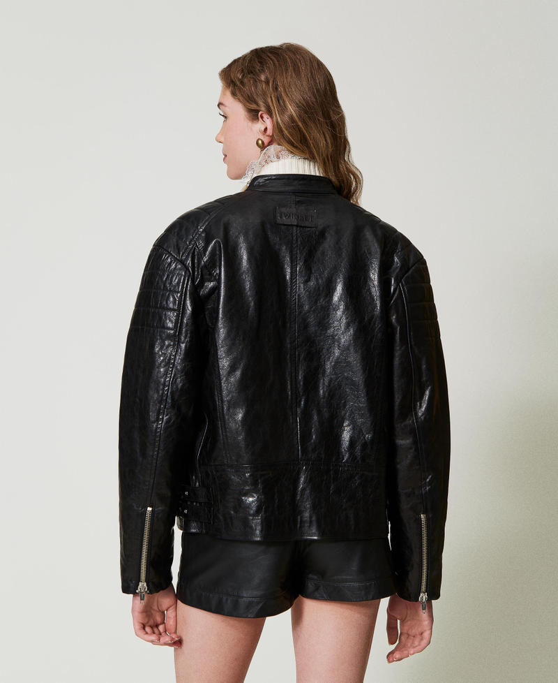 Scee by twin set Giacca biker 'Fairfax' in pelle Offerte stagionali