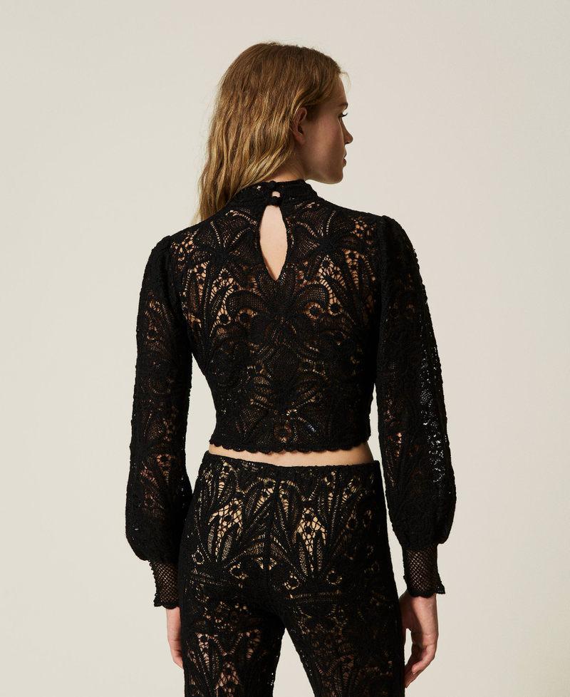 Scee by twin set Maglia boxy in crochet a fiori Liquidazione