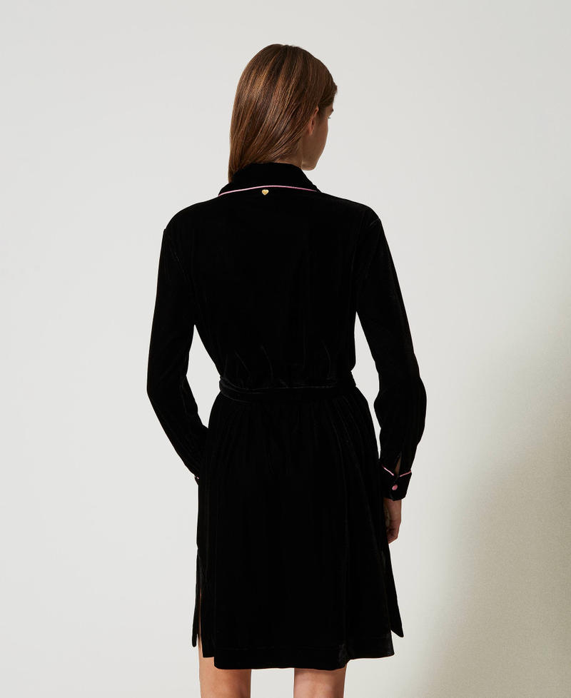Scee by twin set Camicia da notte in velluto con ricamo Offerta settimanale