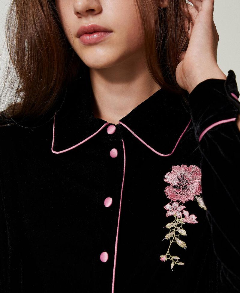 Scee by twin set Camicia da notte in velluto con ricamo Offerta settimanale