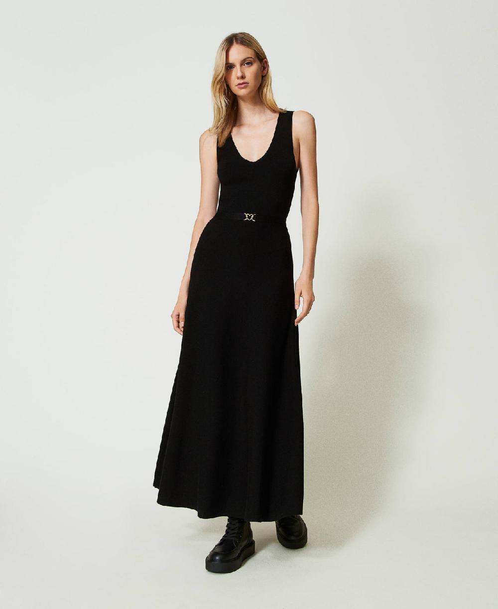 Scee by twin set Abito lungo in maglia con cintura Ritorno libero