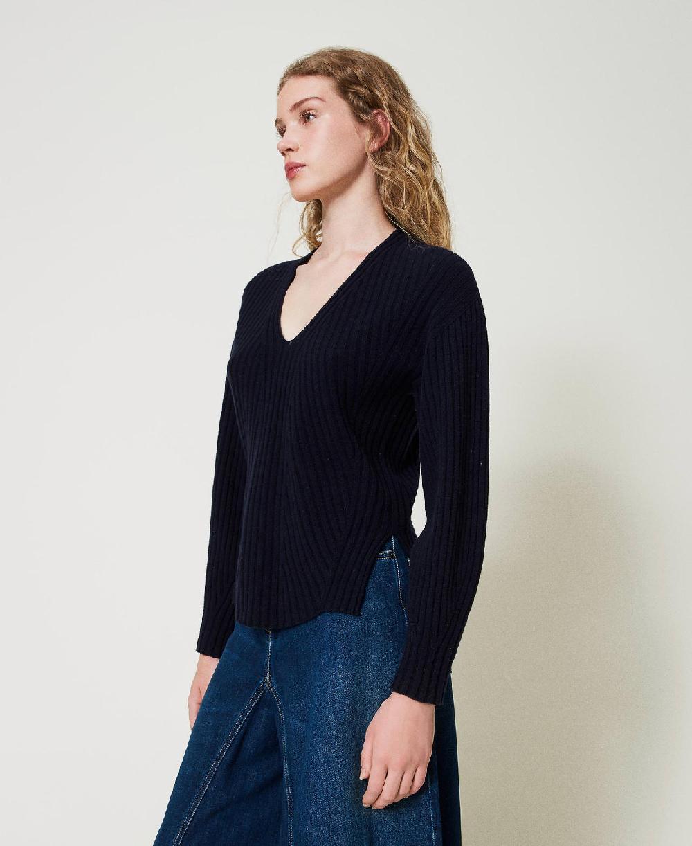 Scee by twin set Maglia in lana e cashmere a costine Latest stili