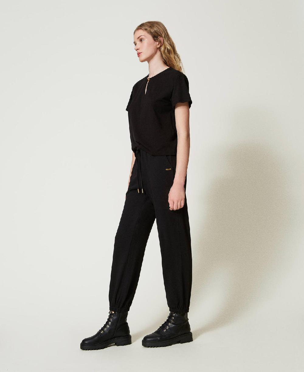 Scee by twin set Pantaloni joggers in felpa con raso Fino al 50% di sconto