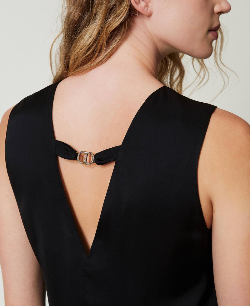 Scee by twin set Abito corto smanicato in raso con piume Offerta speciale della fabbrica