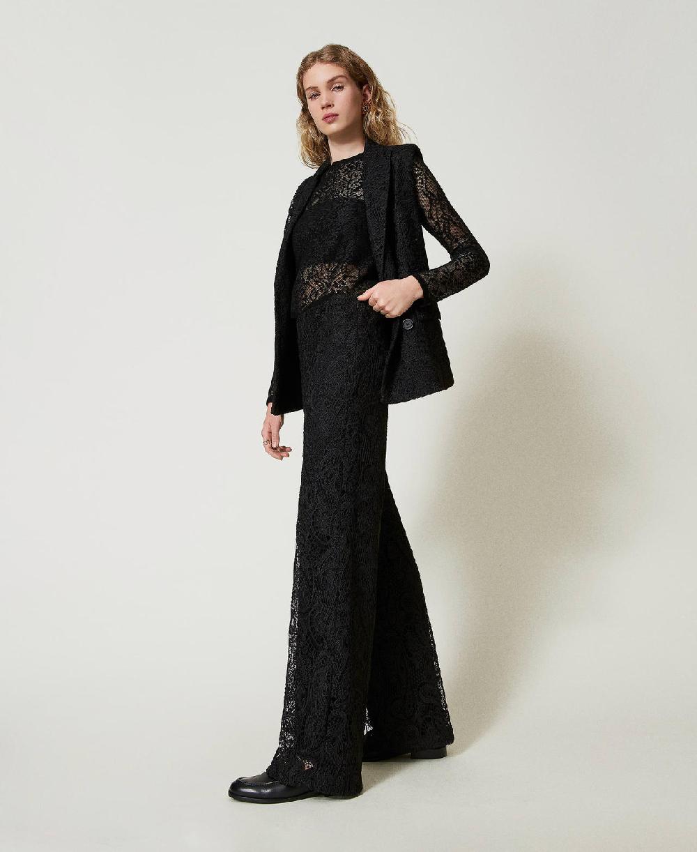 Scee by twin set Pantaloni wide leg in pizzo macramè Discount Store per i nuovi prodotti