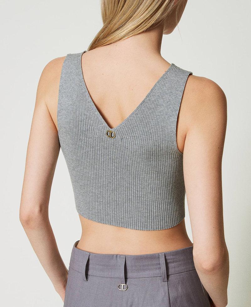 Scee by twin set Top cropped in maglia a costine 50% di sconto per tempo limitato