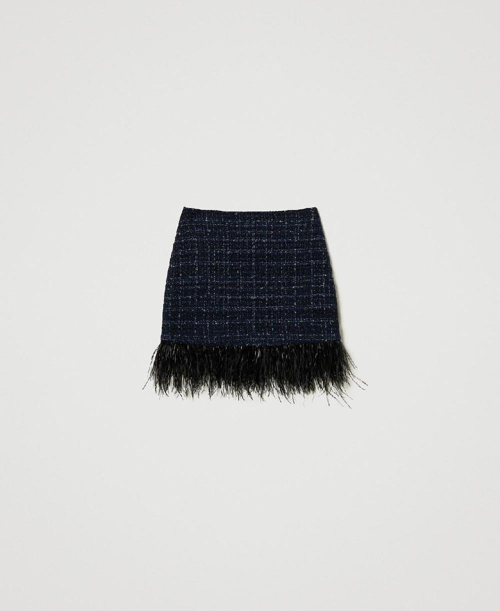 Scee by twin set Minigonna bouclé con piume