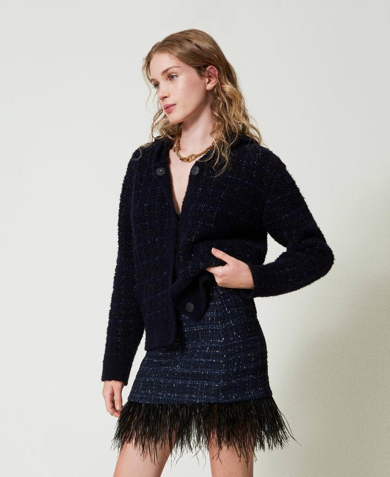 Scee by twin set Minigonna bouclé con piume Nuovo
