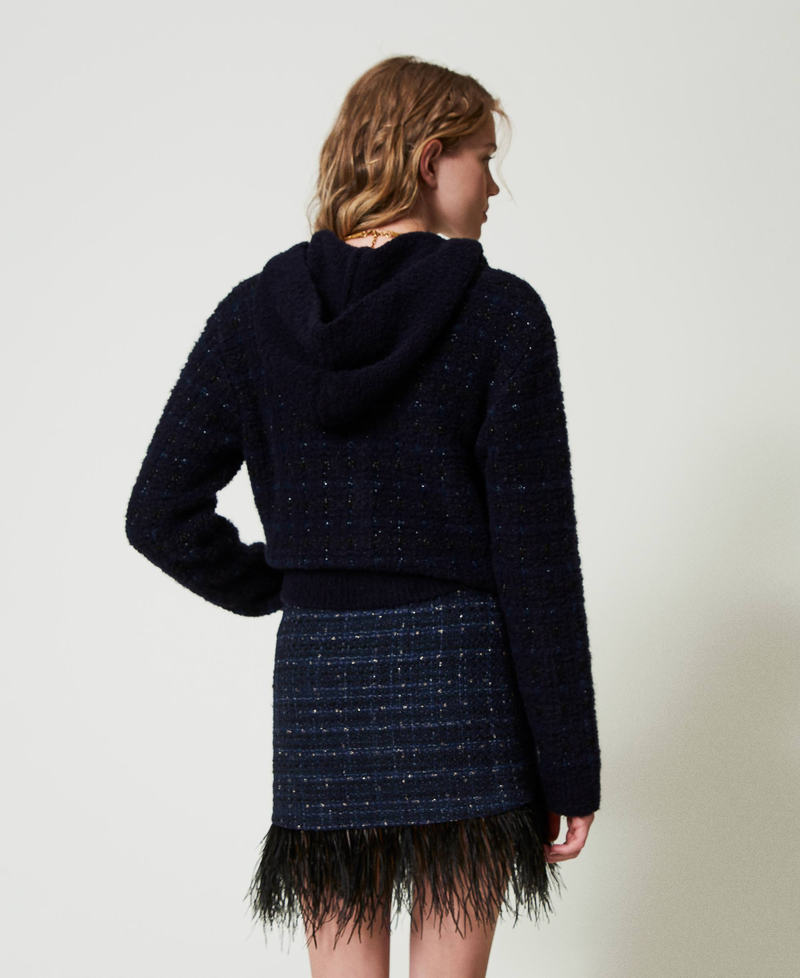 Scee by twin set Minigonna bouclé con piume Nuovo