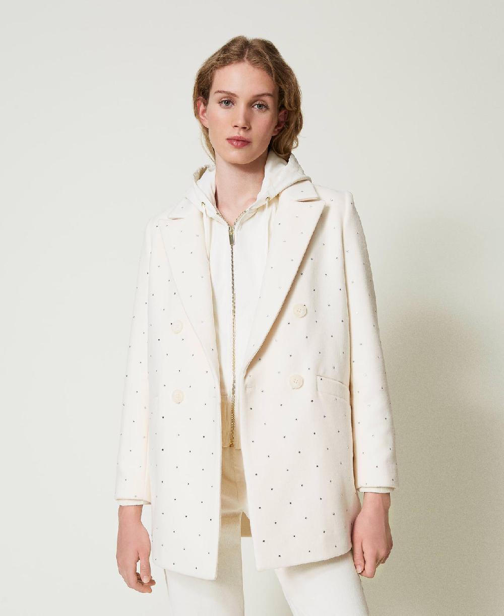 Scee by twin set Cappotto corto in panno con strass Qualità Garantita