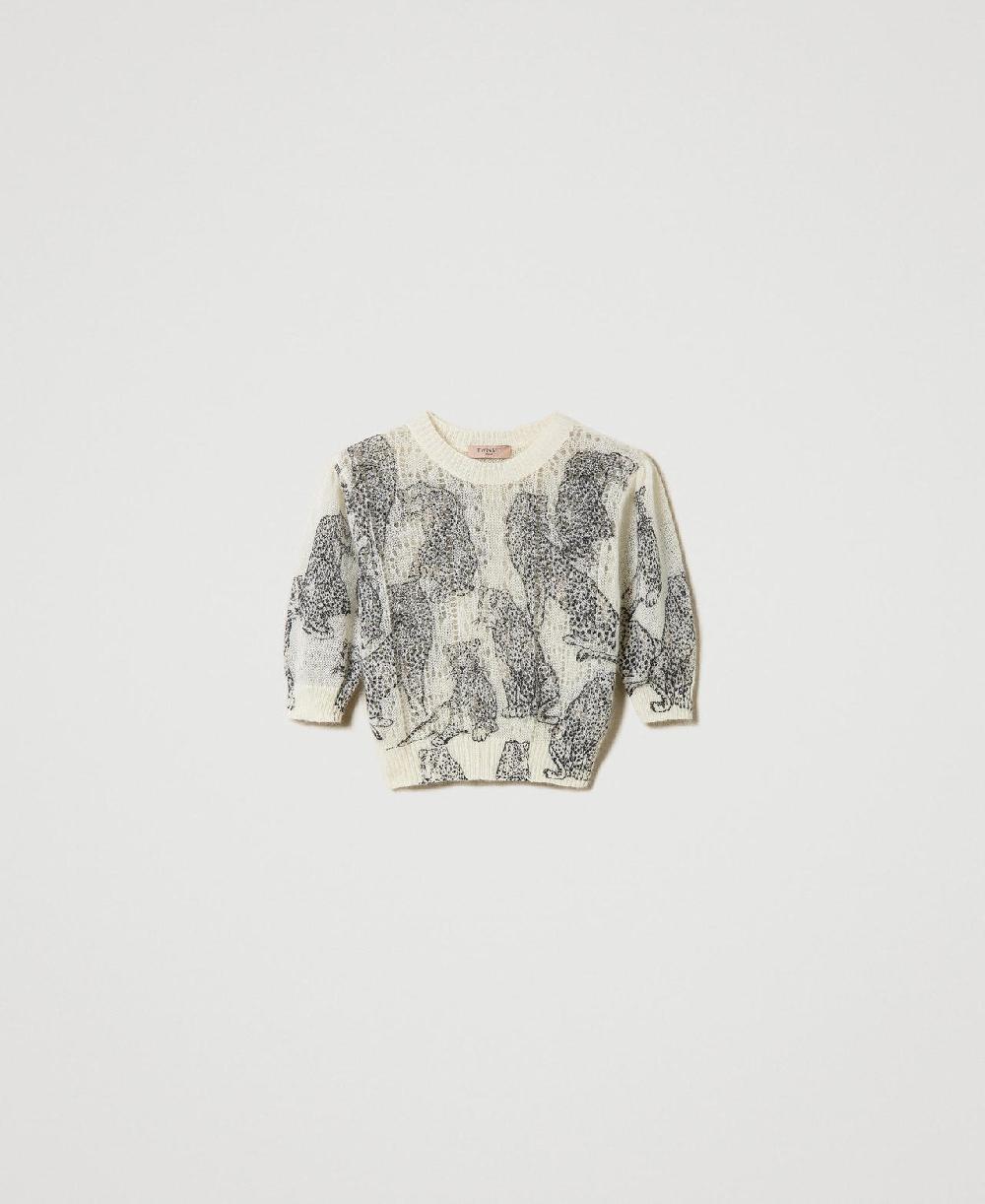 Scee by twin set Maglia cropped in misto lana e mohair Fino Al -60%