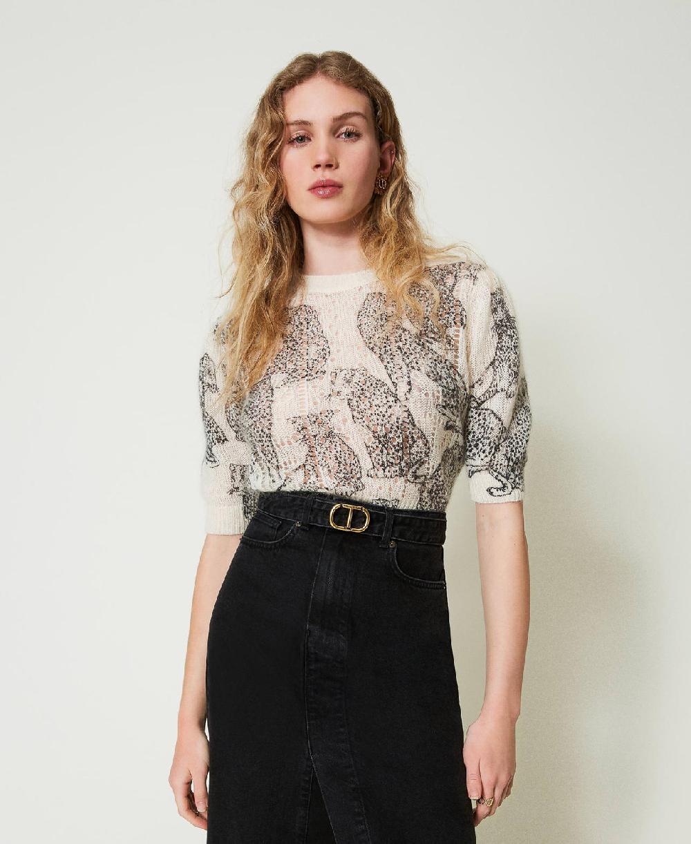 Scee by twin set Maglia cropped in misto lana e mohair Fino Al -60%