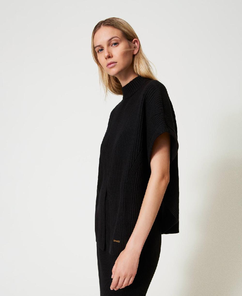 Scee by twin set Maglia a poncho a costine Prezzo Ridotto