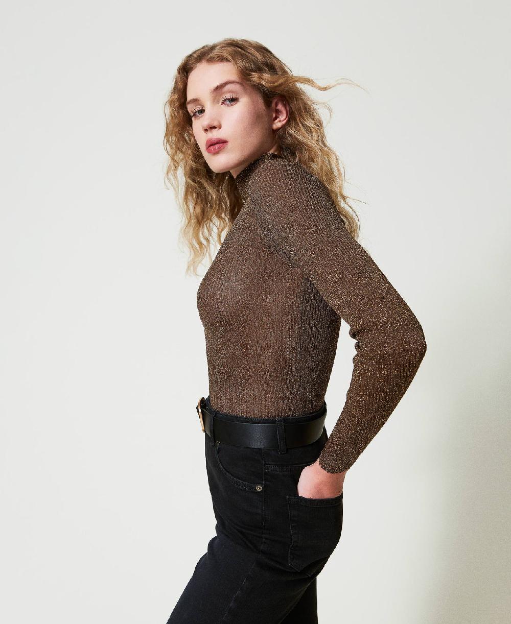 Scee by twin set Maglia lupetto in filato lurex Sottocosto