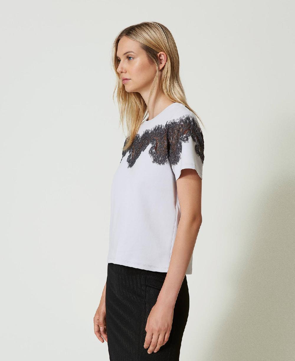 Scee by twin set T-shirt regular con pizzo intarsiato Convenienza