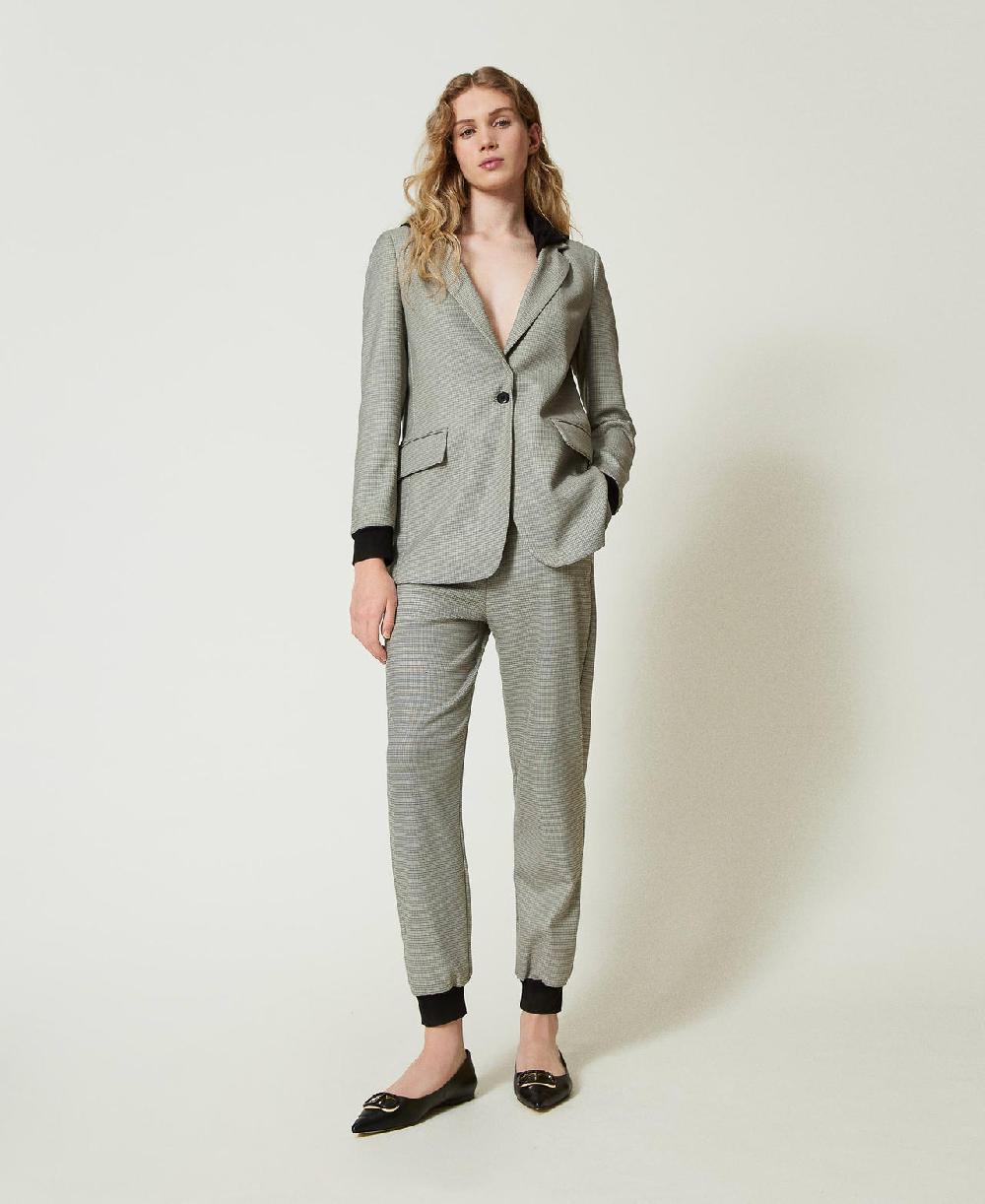 Scee by twin set Pantaloni joggers in pied de poule Novità