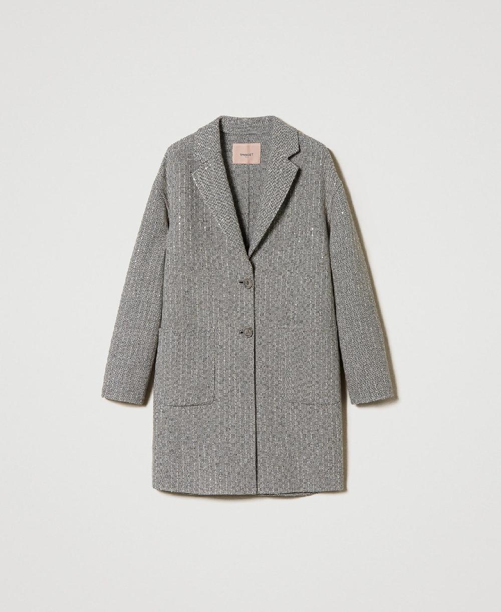 Scee by twin set Cappotto in panno double con paillettes Presa