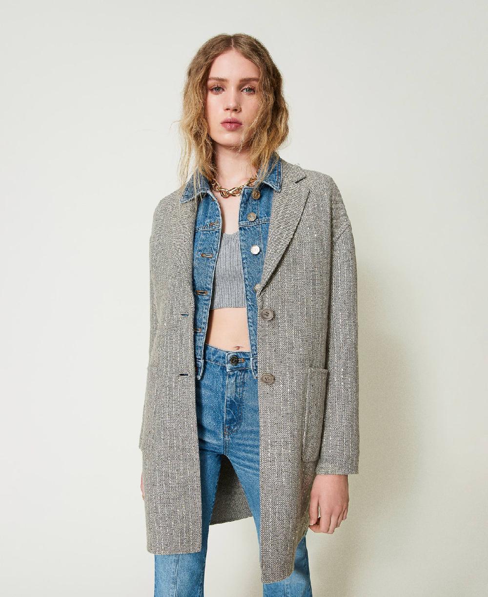 Scee by twin set Cappotto in panno double con paillettes Presa