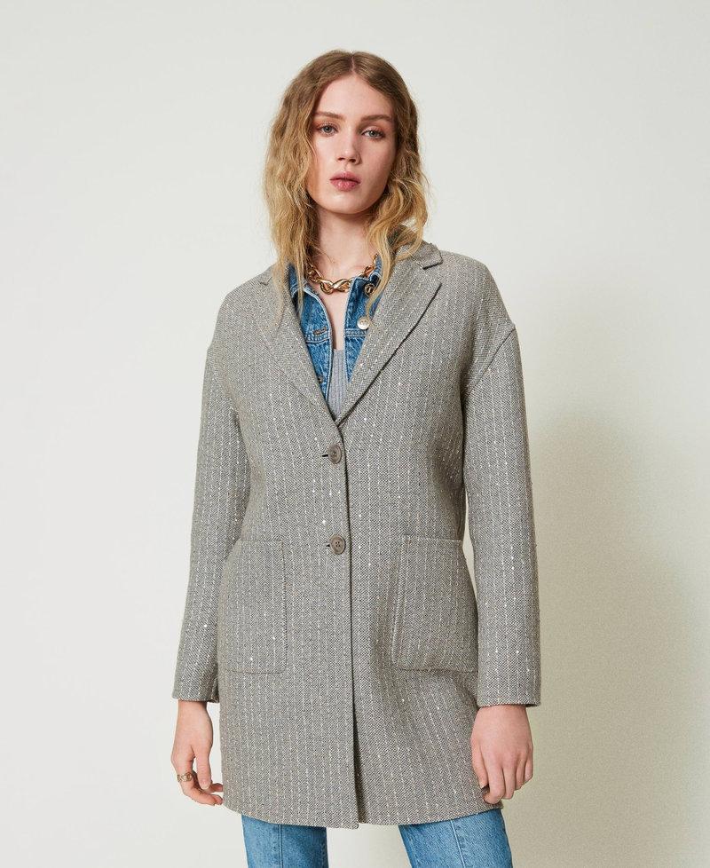Scee by twin set Cappotto in panno double con paillettes Presa